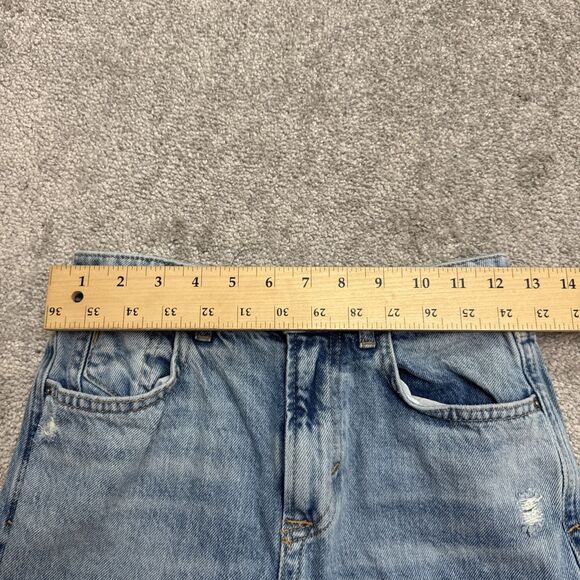 Zara High Rise Distressed Mom Denim Jeans Womens 2 Blue Light Wash Cotton 25x27 - Picture 12 of 14